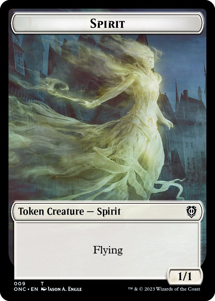 Human // Spirit Double-Sided Token [Phyrexia: All Will Be One Commander Tokens] | Gamers Paradise