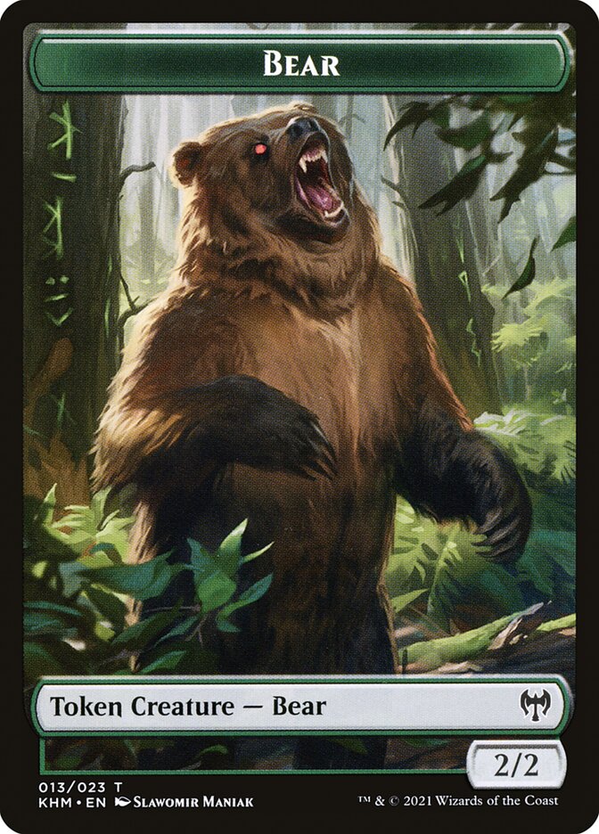 Human Warrior // Bear Double-Sided Token [Kaldheim Tokens] | Gamers Paradise