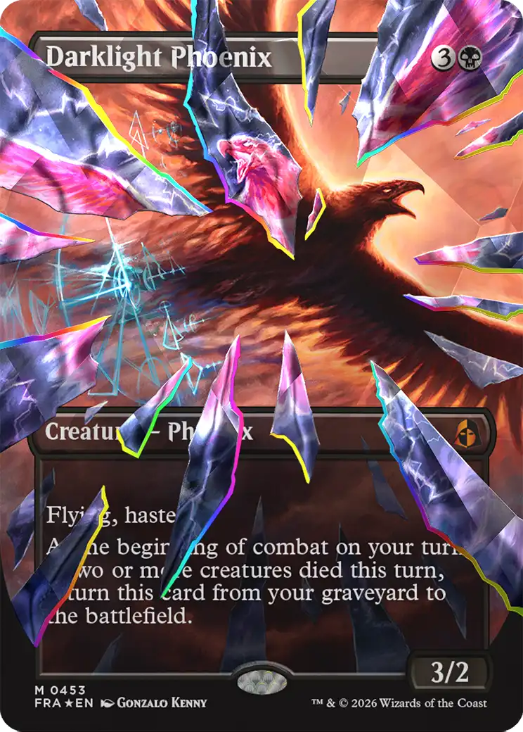 Darklight Phoenix (Borderless) (Facet Foil) (0453) [Reality Fracture] | Gamers Paradise