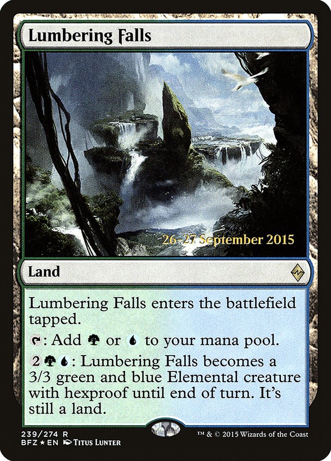 Lumbering Falls [Battle for Zendikar Prerelease Promos] | Gamers Paradise