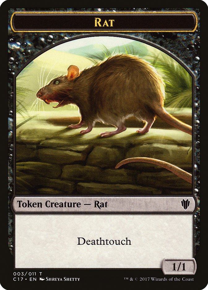 Cat Warrior (008) // Rat (003) Double-Sided Token [Commander 2017 Tokens] | Gamers Paradise