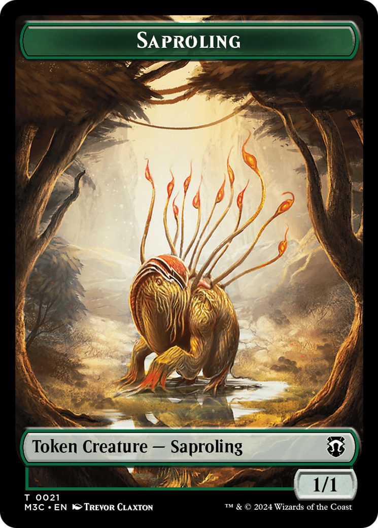 Tarmogoyf (Ripple Foil) // Saproling Double-Sided Token [Modern Horizons 3 Commander Tokens] | Gamers Paradise