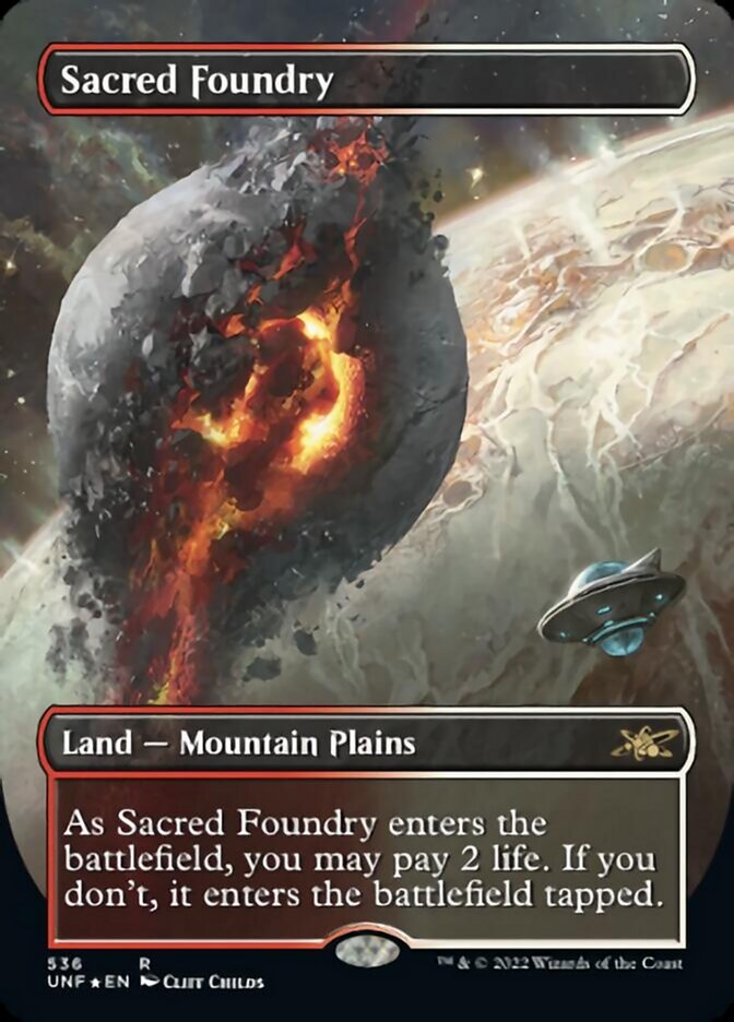 Sacred Foundry (Borderless) (Galaxy Foil) [Unfinity] | Gamers Paradise
