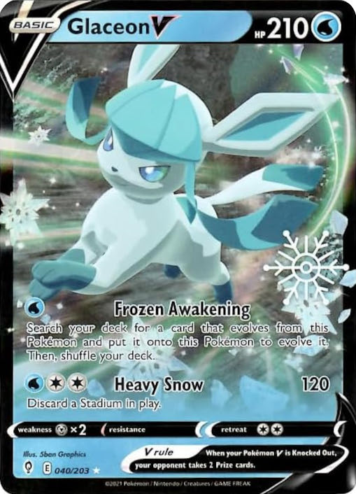 Glaceon V (040/203) (Holiday Calendar) [Sword & Shield: Evolving Skies] | Gamers Paradise