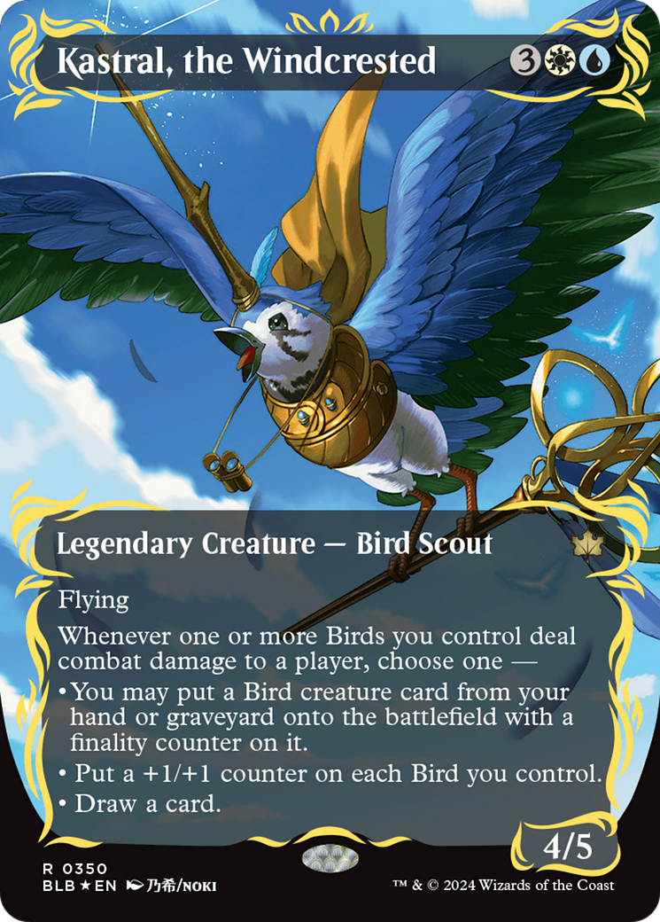 Kastral, the Windcrested (Borderless) (Raised Foil) [Bloomburrow] | Gamers Paradise