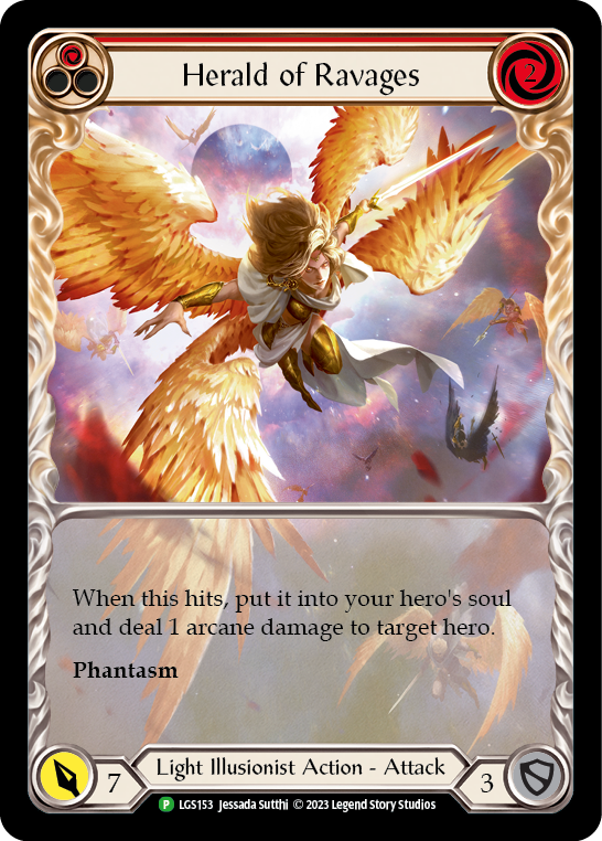 Herald of Ravages (Red) (Extended Art) [LGS153] (Promo)  Rainbow Foil | Gamers Paradise