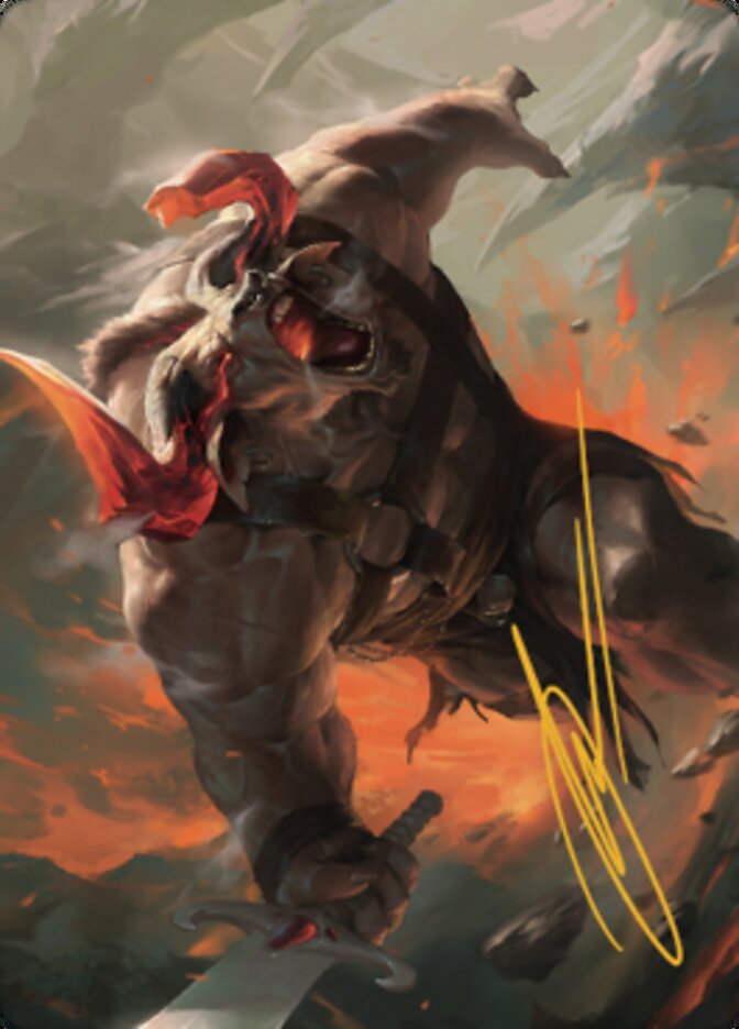 Furious Bellow Art Card (Gold-Stamped Signature) [Dominaria United Art Series] | Gamers Paradise