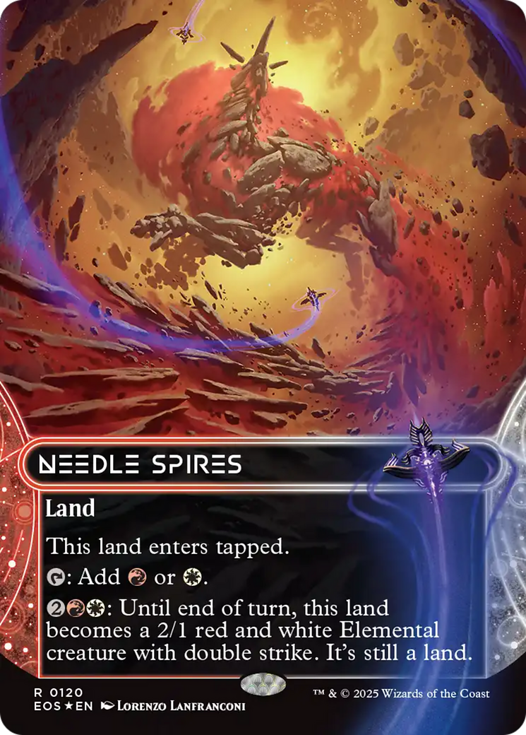 Needle Spires (0120) (Borderless) (Galaxy Foil) [Edge of Eternities: Stellar Sights] | Gamers Paradise