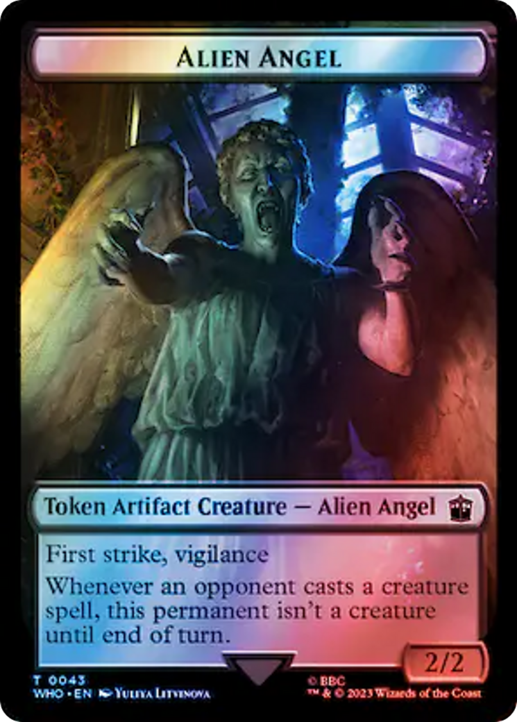 Alien Angel // Treasure (0063) Double-Sided Token (Surge Foil) [Doctor Who Tokens] | Gamers Paradise