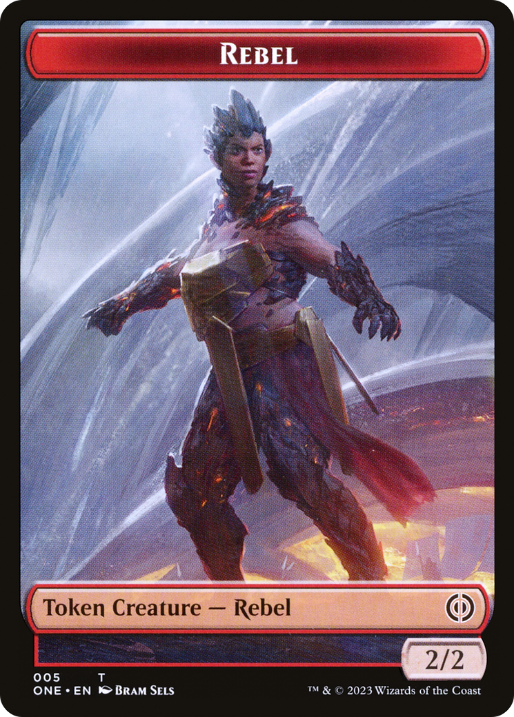 Rebel // Goblin Double-Sided Token [Phyrexia: All Will Be One Commander Tokens] | Gamers Paradise