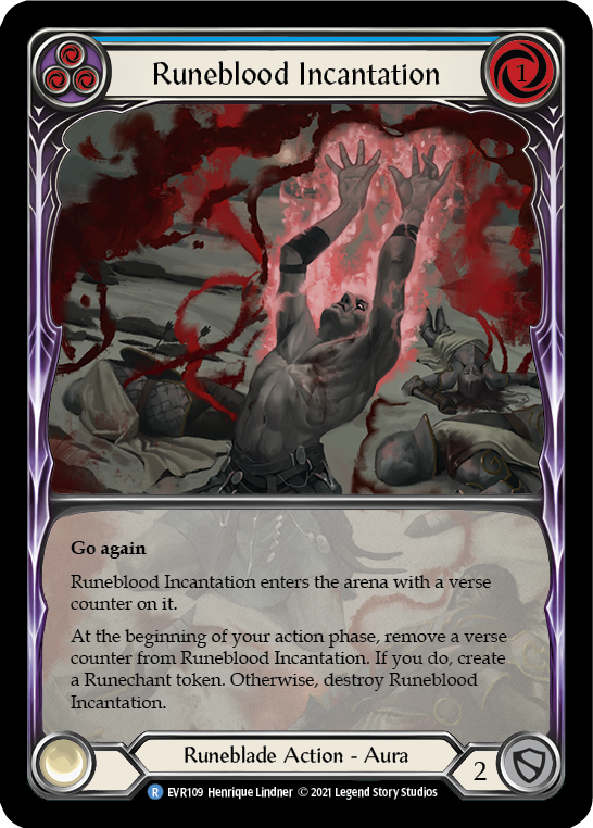 Runeblood Incantation (Blue) [EVR109] (Everfest)  1st Edition Extended Art Rainbow Foil | Gamers Paradise