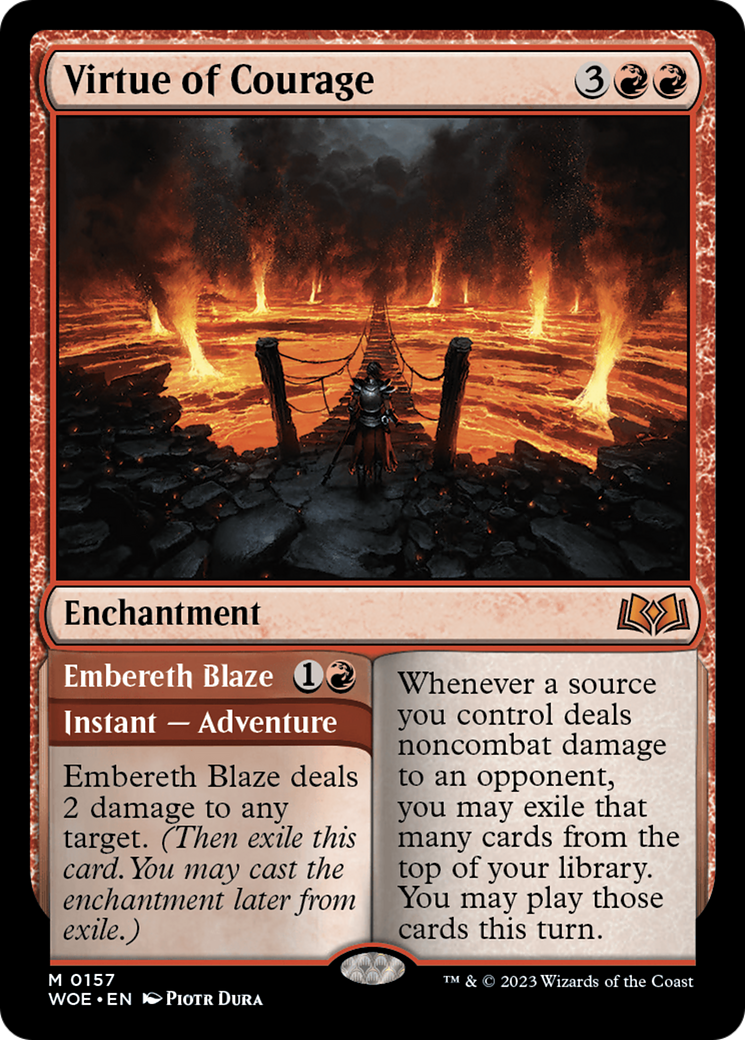 Virtue of Courage // Embereth Blaze [Wilds of Eldraine] | Gamers Paradise