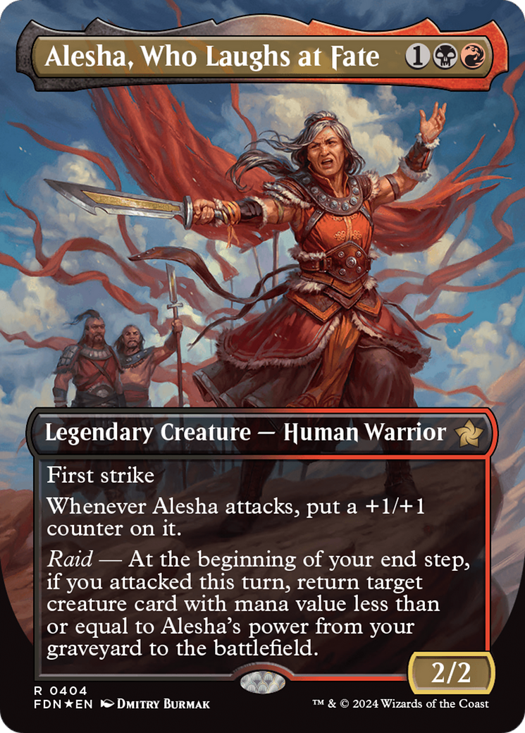 Alesha, Who Laughs at Fate (Borderless) (Mana Foil) [Foundations] | Gamers Paradise