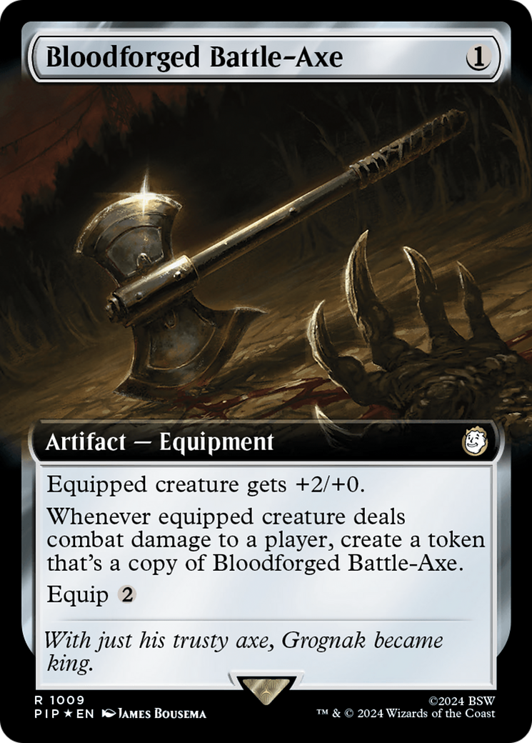 Bloodforged Battle-Axe (Extended Art) (Surge Foil) [Fallout] | Gamers Paradise