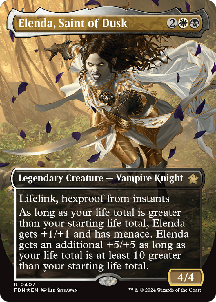 Elenda, Saint of Dusk (Borderless) (Mana Foil) [Foundations] | Gamers Paradise