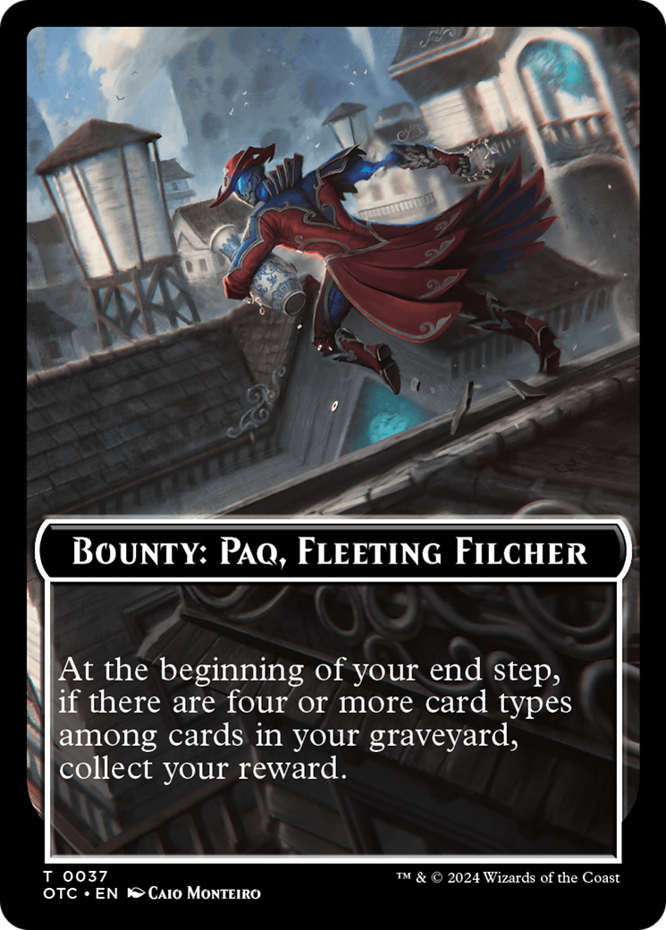 Bounty: Paq, Fleeting Filcher // Bounty Rules Double-Sided Token [Outlaws of Thunder Junction Commander Tokens] | Gamers Paradise