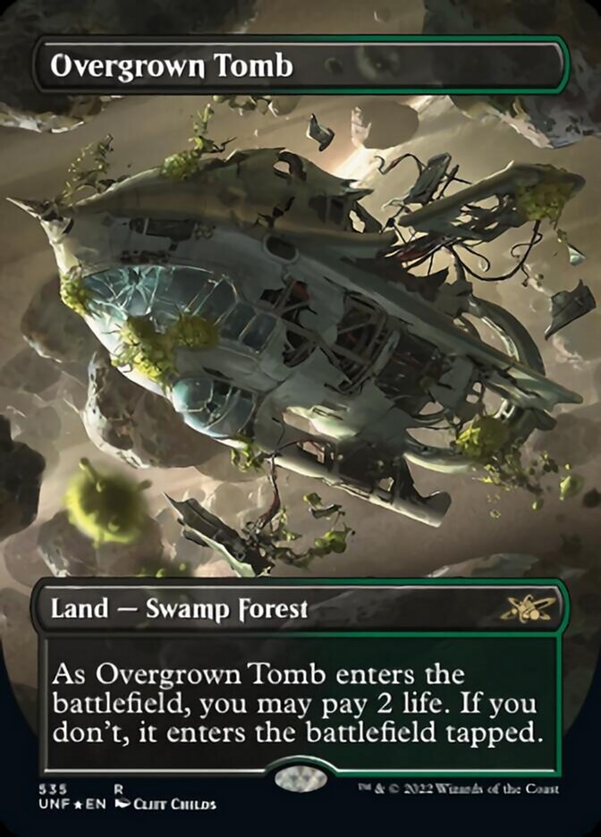 Overgrown Tomb (Borderless) (Galaxy Foil) [Unfinity] | Gamers Paradise