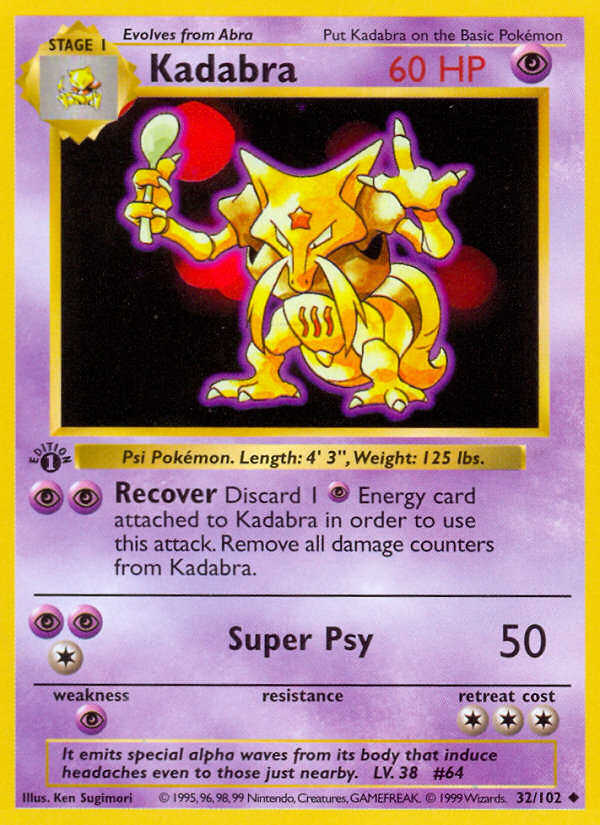 Kadabra (32/102) (Shadowless) [Base Set 1st Edition] | Gamers Paradise