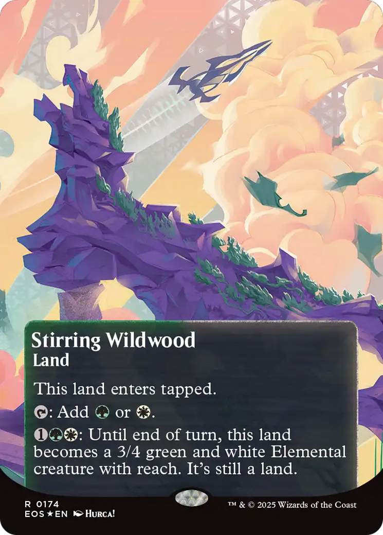 Stirring Wildwood (0174) (Borderless) (Galaxy Foil) [Edge of Eternities: Stellar Sights] | Gamers Paradise