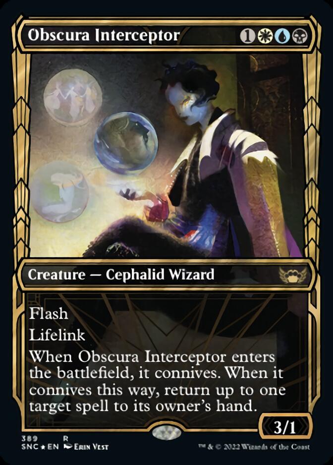 Obscura Interceptor (Showcase Golden Age Gilded Foil) [Streets of New Capenna] | Gamers Paradise