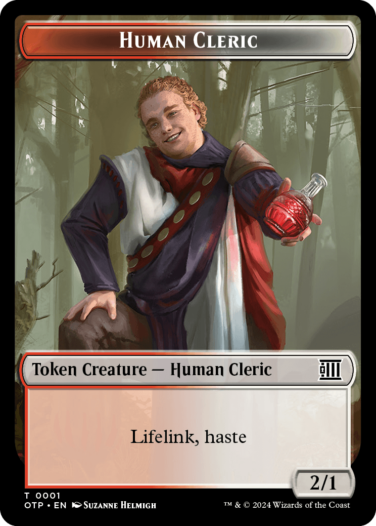 Human Cleric // Plot Double-Sided Token [Outlaws of Thunder Junction Tokens] | Gamers Paradise