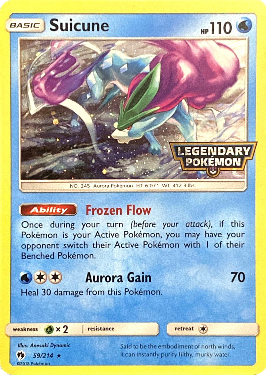 Suicune (59/214) (Legendary Pokemon Stamped) [Sun & Moon: Lost Thunder] | Gamers Paradise