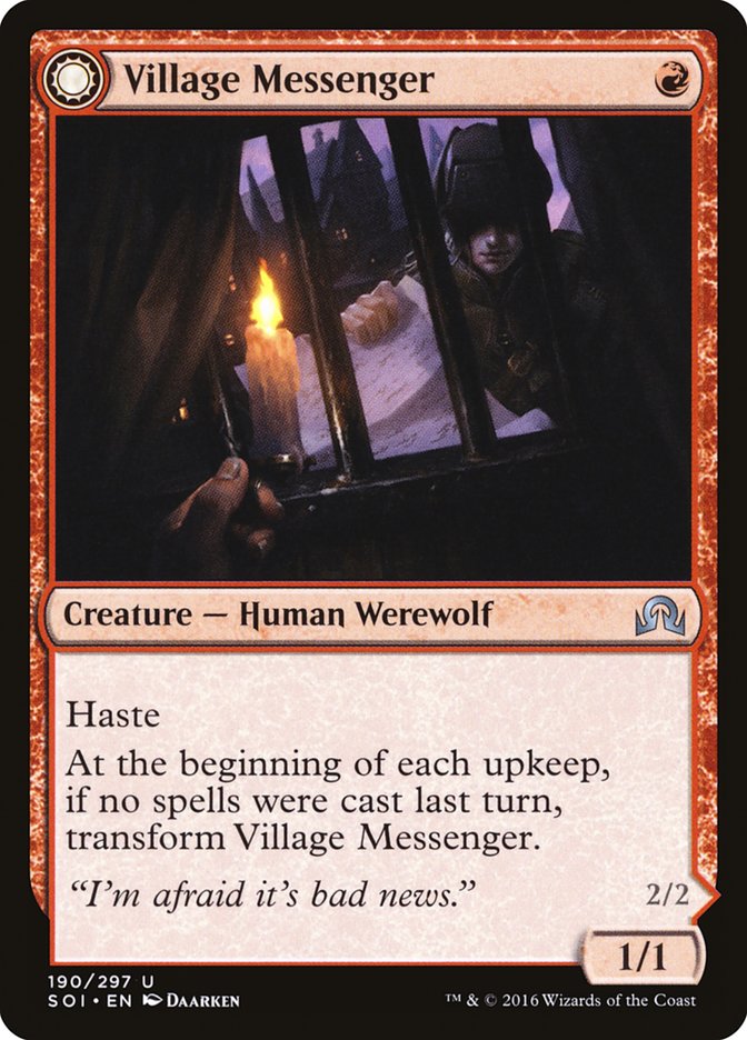 Village Messenger // Moonrise Intruder [Shadows over Innistrad] | Gamers Paradise