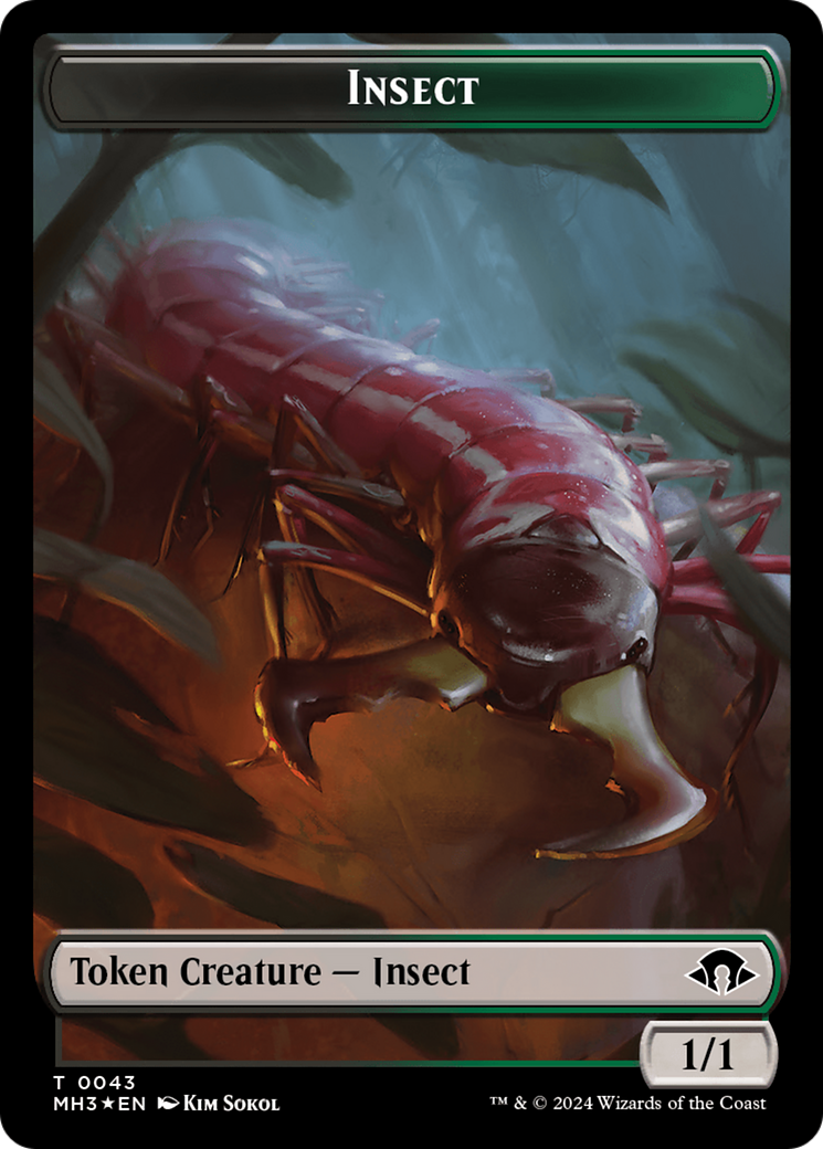 Insect (0043) (Ripple Foil) // Zombie Double-Sided Token [Modern Horizons 3 Tokens] | Gamers Paradise