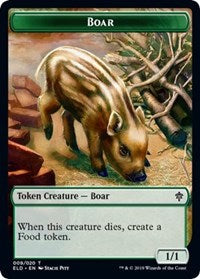 Boar // Food (15) Double-Sided Token [Throne of Eldraine Tokens] | Gamers Paradise
