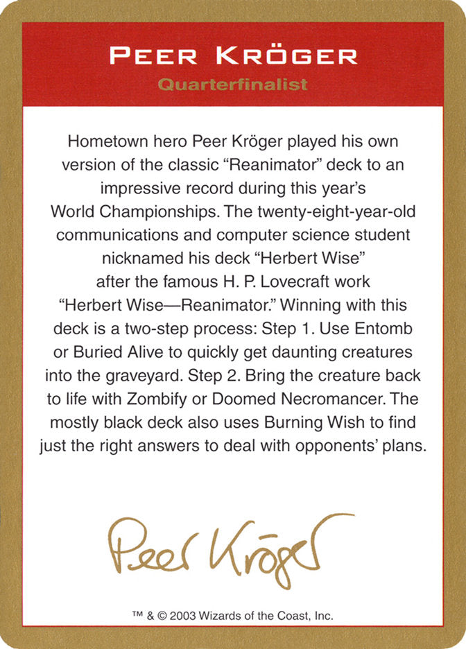 Peer Kroger Bio [World Championship Decks 2003] | Gamers Paradise