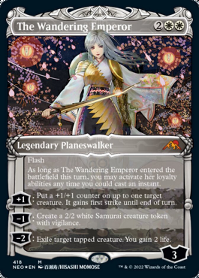 The Wandering Emperor (Showcase) (Foil Etched) [Kamigawa: Neon Dynasty] | Gamers Paradise