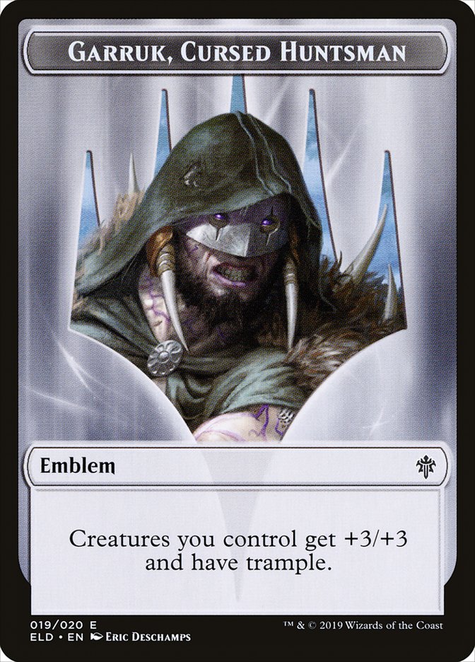Garruk, Cursed Huntsman Emblem [Throne of Eldraine Tokens] | Gamers Paradise