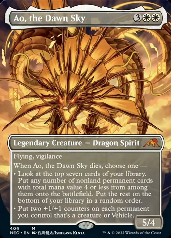 Ao, the Dawn Sky (Borderless Alternate Art) [Kamigawa: Neon Dynasty] | Gamers Paradise