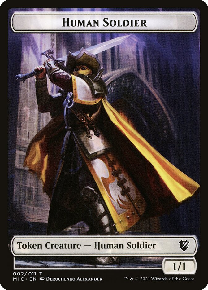 Golem // Human Soldier Double-Sided Token [Double Masters Tokens] | Gamers Paradise