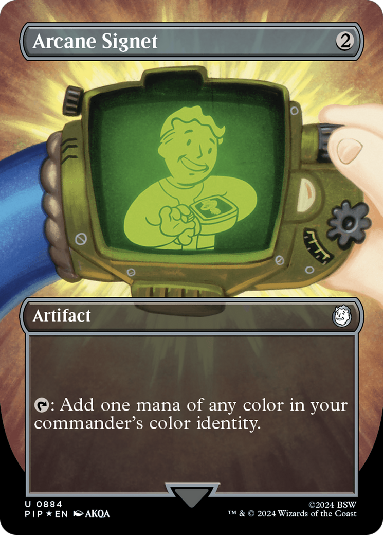 Arcane Signet (Borderless) (Surge Foil) [Fallout] | Gamers Paradise