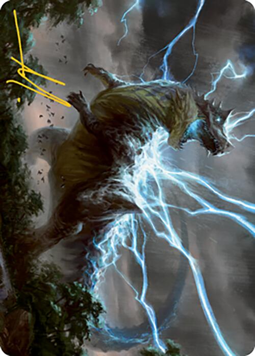 Thrasta, Tempest's Roar Art Card (41) (Gold-Stamped Signature) [Modern Horizons 2 Art Series] | Gamers Paradise