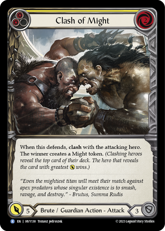 Clash of Might (Yellow) [HVY138] (Heavy Hitters)  Rainbow Foil | Gamers Paradise