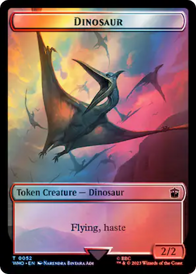 Warrior // Dinosaur Double-Sided Token (Surge Foil) [Doctor Who Tokens] | Gamers Paradise