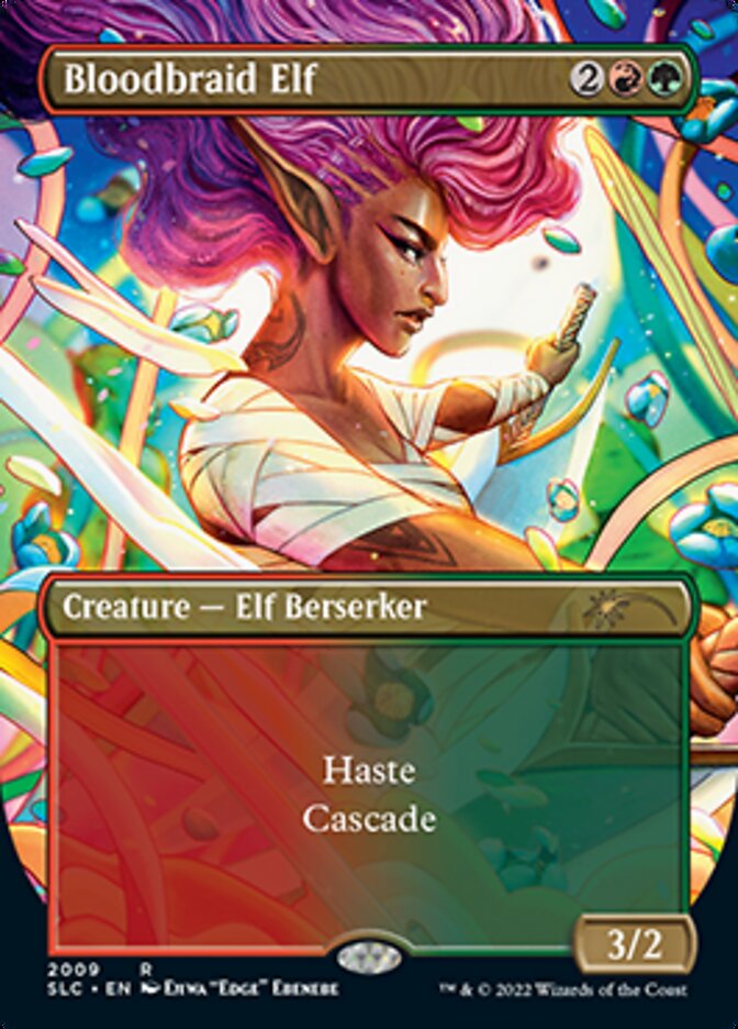 Bloodbraid Elf (Borderless Alternate Art) [Secret Lair Countdown Kit] | Gamers Paradise