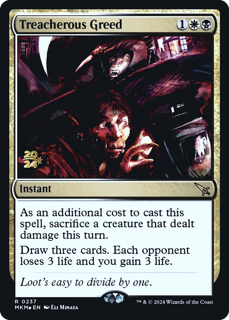 Treacherous Greed [Murders at Karlov Manor Prerelease Promos] | Gamers Paradise