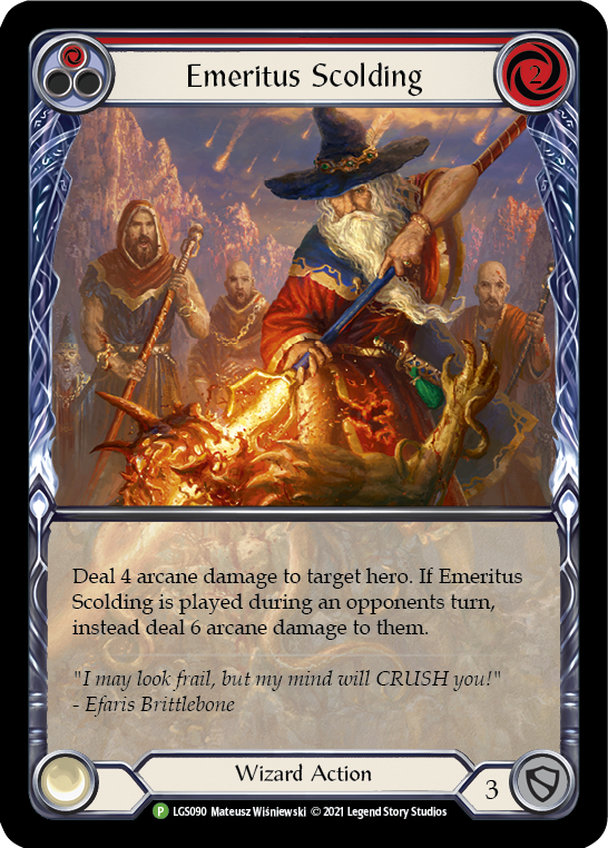 Emeritus Scolding (Red Extended Art) [LGS090] (Promo)  Rainbow Foil | Gamers Paradise