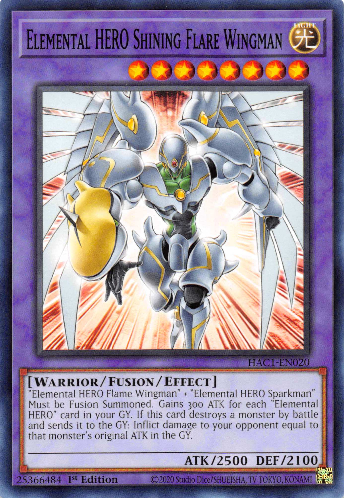 Elemental HERO Shining Flare Wingman (Duel Terminal) [HAC1-EN020] Parallel Rare | Gamers Paradise