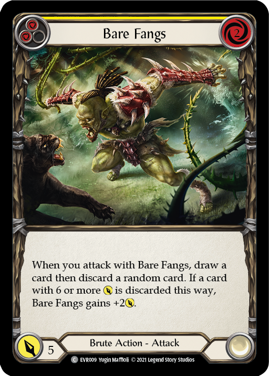 Bare Fangs (Yellow) [EVR009] (Everfest)  1st Edition Rainbow Foil | Gamers Paradise