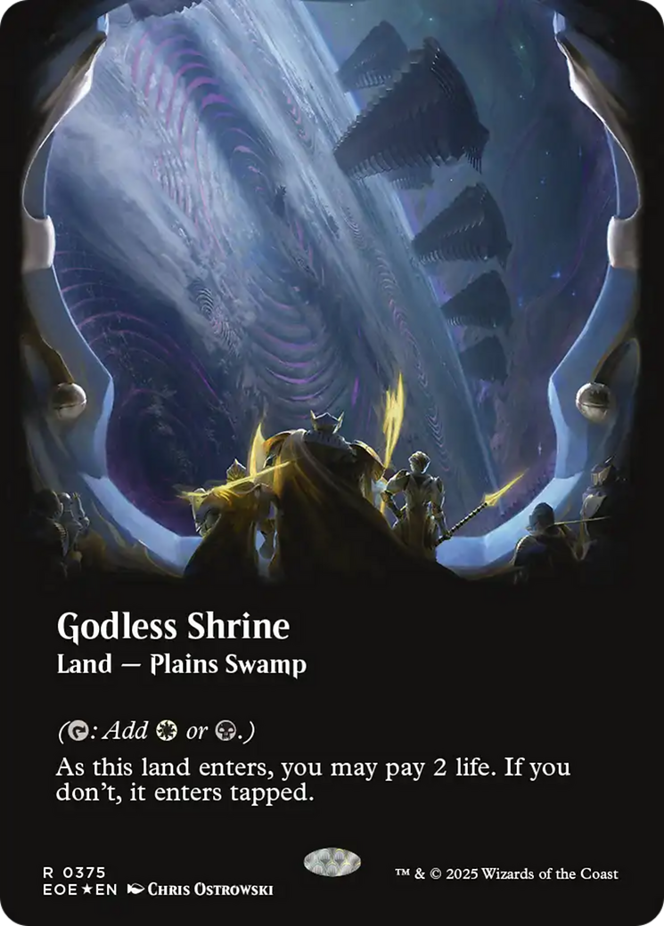 Godless Shrine (Borderless) (Galaxy Foil) [Edge of Eternities] | Gamers Paradise