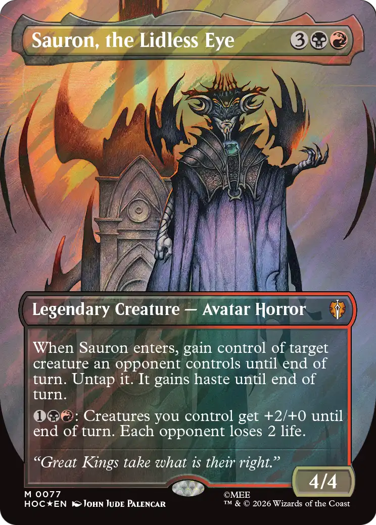 Sauron, the Lidless Eye (Borderless) (Surge Foil) [The Hobbit: Eternal-Legal] | Gamers Paradise