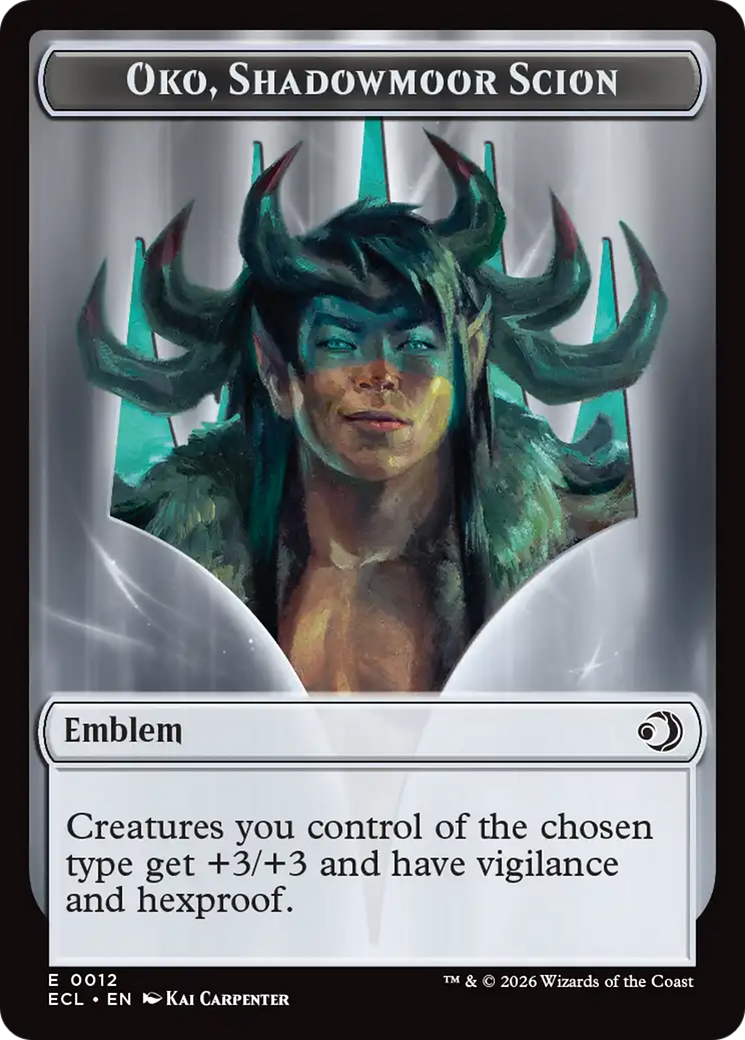 Elk // Emblem - Oko, Shadowmoor Scion Double-Sided Token [Lorwyn Eclipsed Tokens] | Gamers Paradise