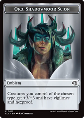 Elk // Emblem - Oko, Shadowmoor Scion Double-Sided Token [Lorwyn Eclipsed Tokens] | Gamers Paradise