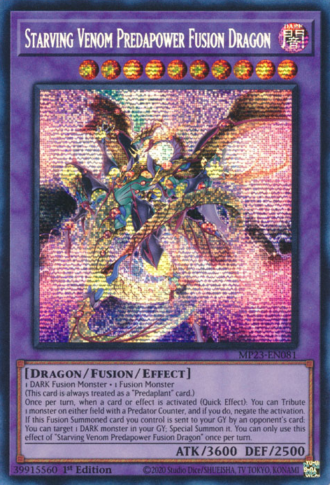 Starving Venom Predapower Fusion Dragon [MP23-EN081] Prismatic Secret Rare | Gamers Paradise