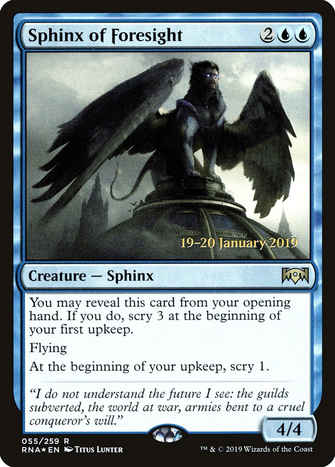 Sphinx of Foresight [Ravnica Allegiance Prerelease Promos] | Gamers Paradise