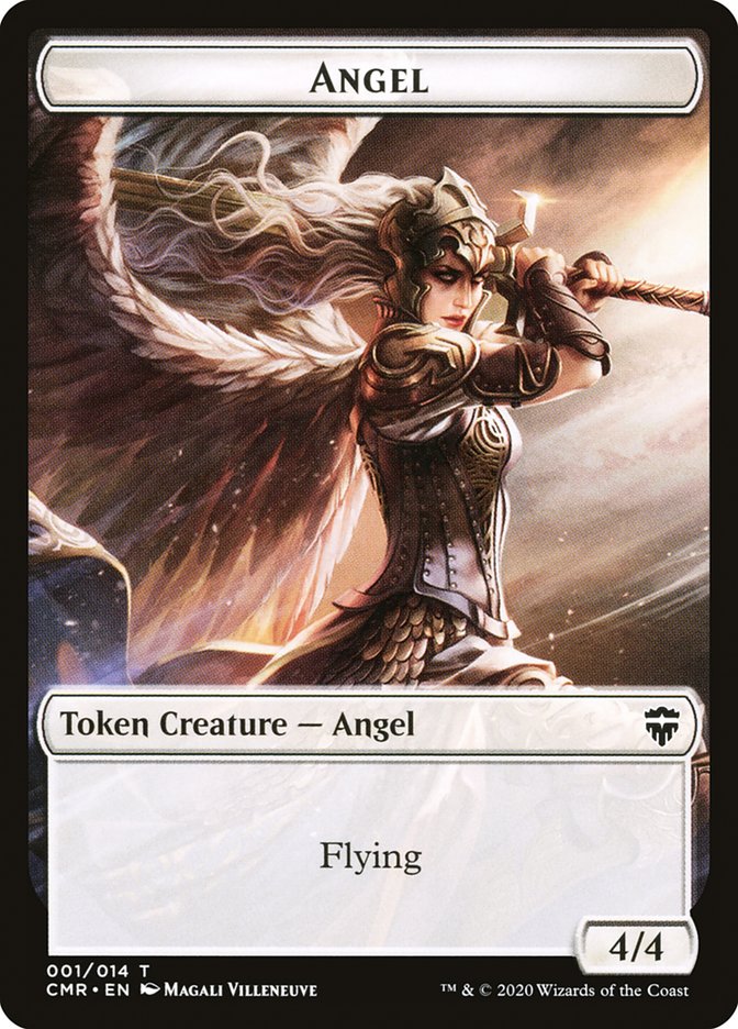 Angel // Salamander Warrior Double-Sided Token [Commander Legends Tokens] | Gamers Paradise